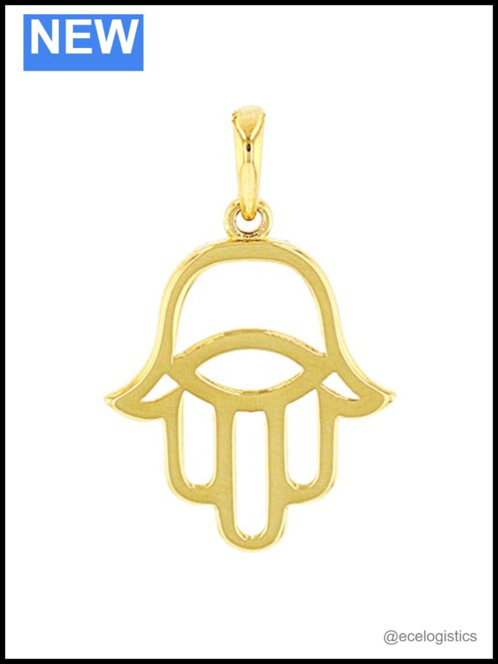 14K Gold Hamsa Hand Evil Eye Charm Pendant